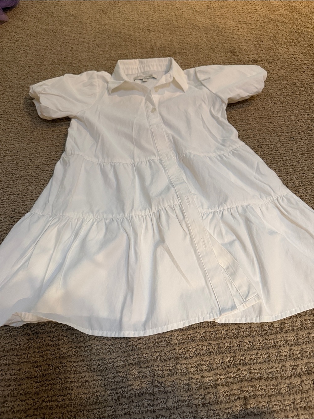 Brochu Walker White Tiered Button-Front Kids Dress